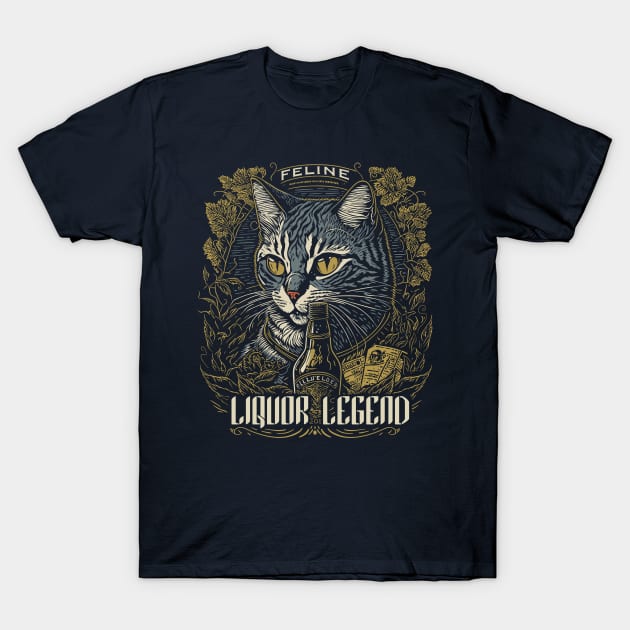 Feline Liquor Legend T-Shirt by BAJAJU